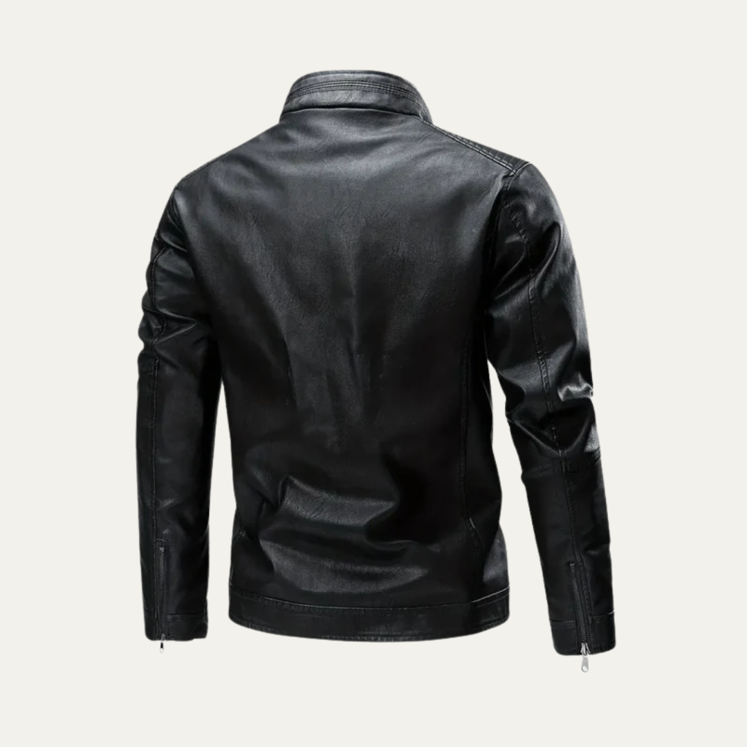 Men’s Sleek Faux Leather Motorcycle Jacket