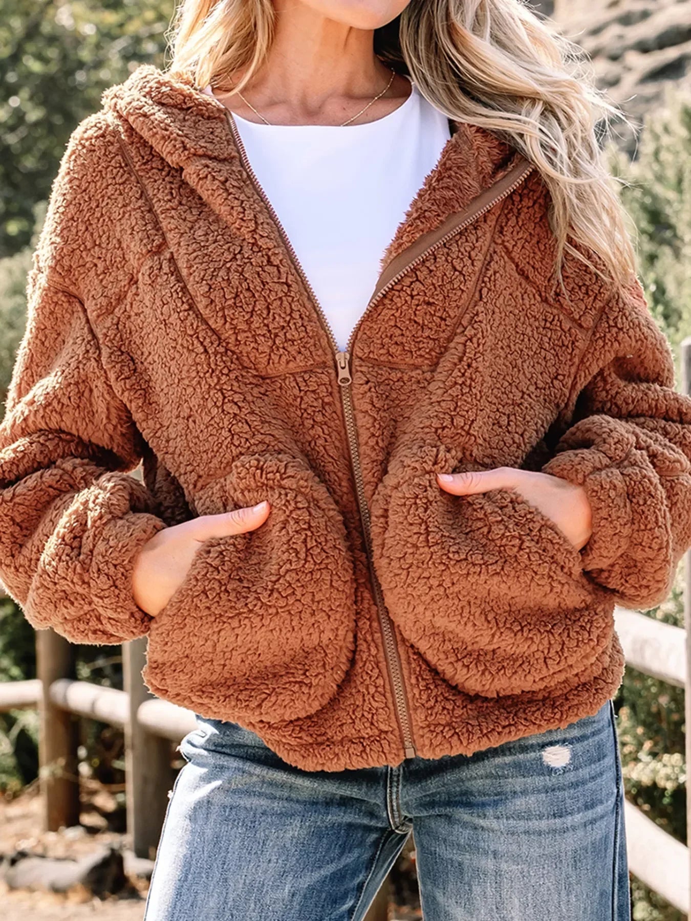 Comfy Women's Oversized Zip Teddy Coat - BritishElegance
