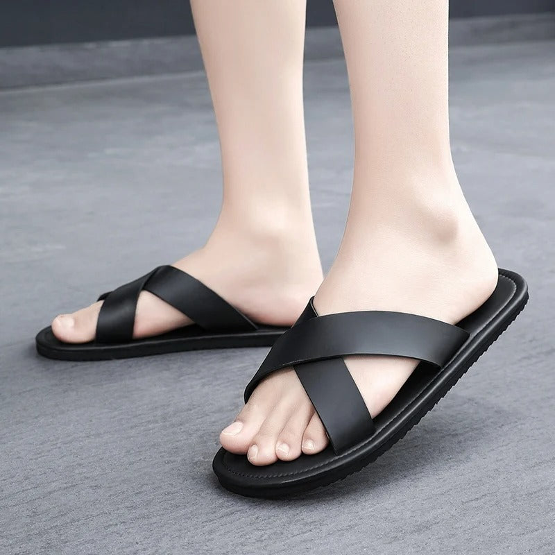 Simple Chic Cross Strap Sandals - BritishElegance