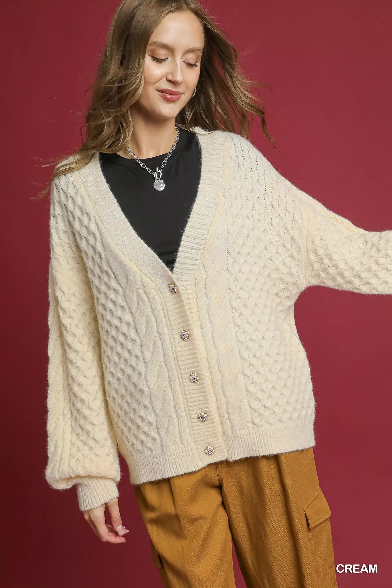 Soft Cable Knit Button Front Cardigan - BritishElegance