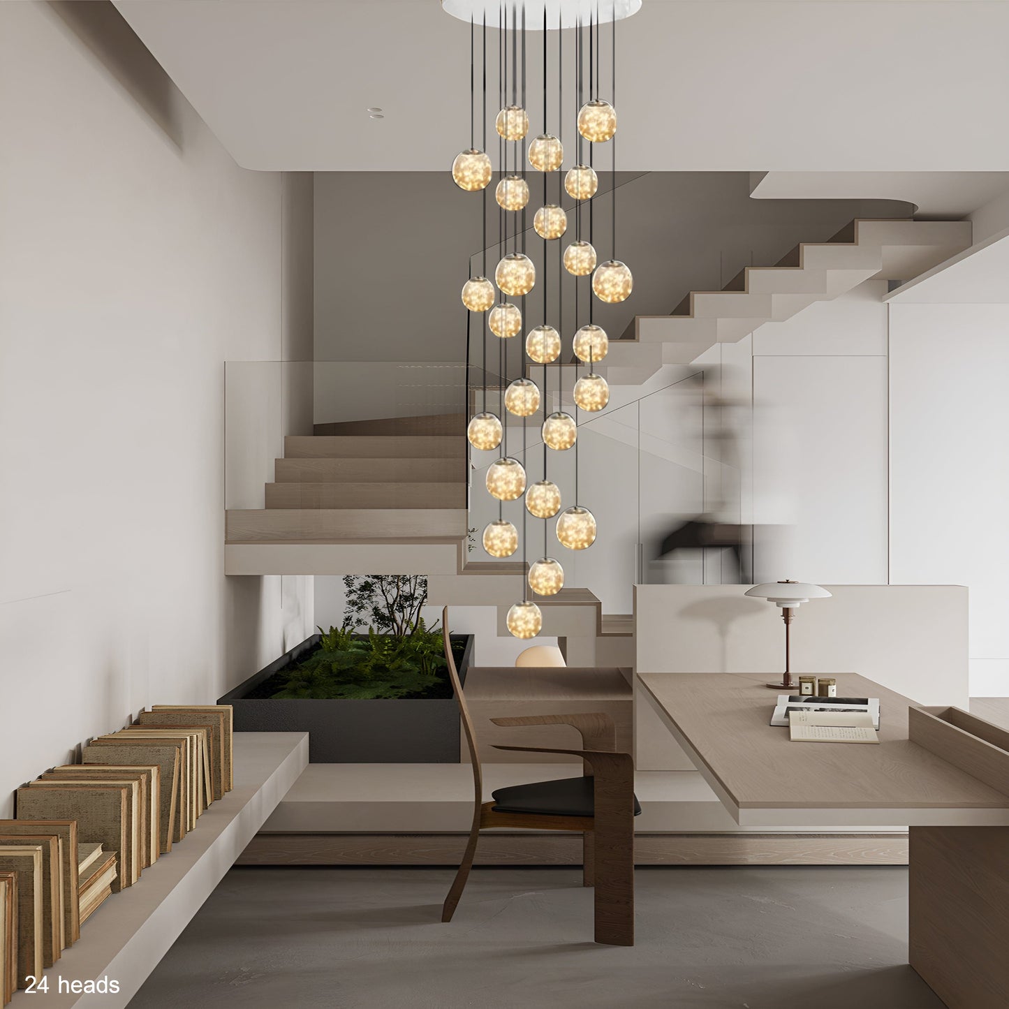 Elegant Glass Ball Staircase Lighting Fixture