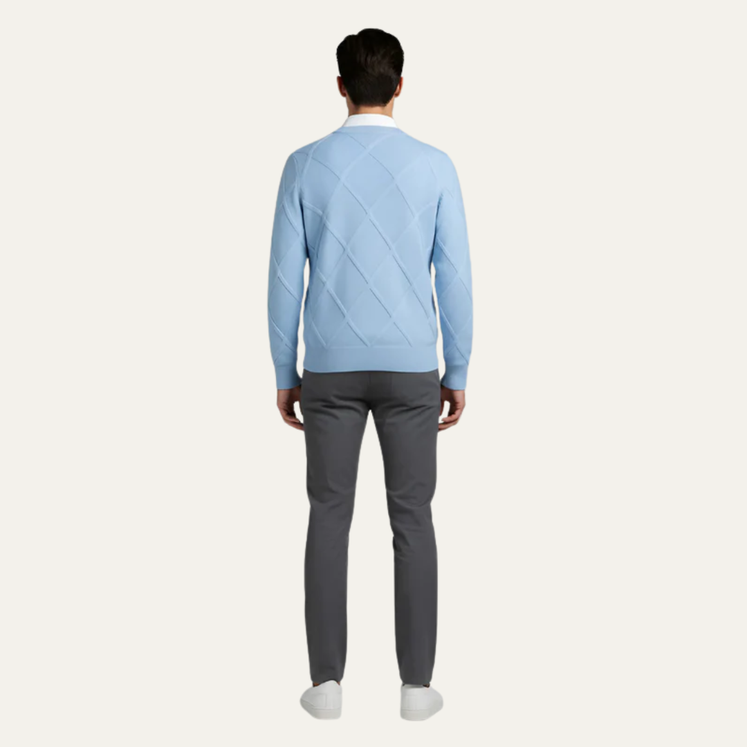Men’s Diamond Knit Round Neck Sweater
