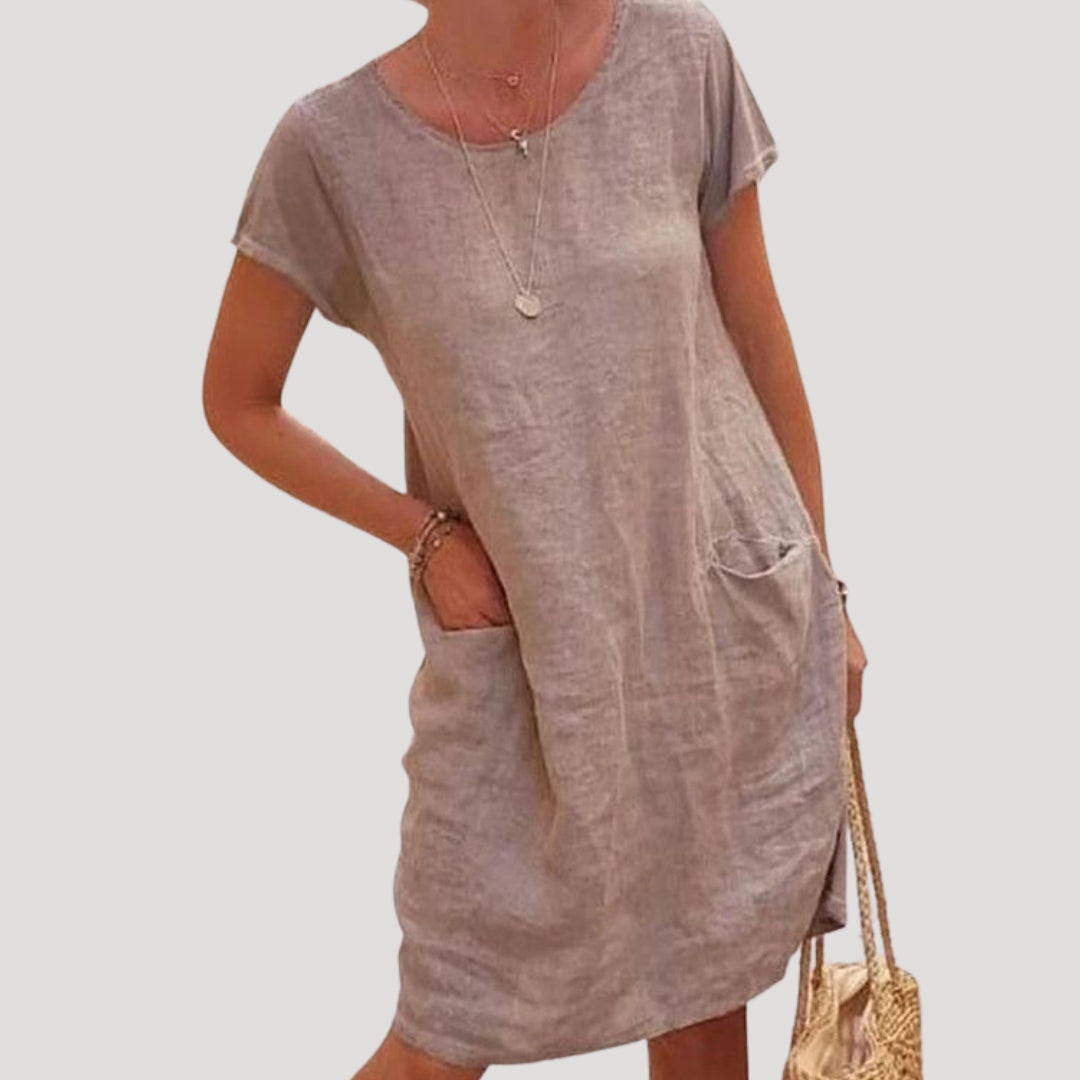 Comfy Ladies Summer Short Sleeve Midi Dress