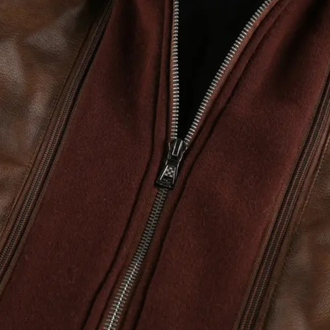 Leather Jacket with Hood for Men