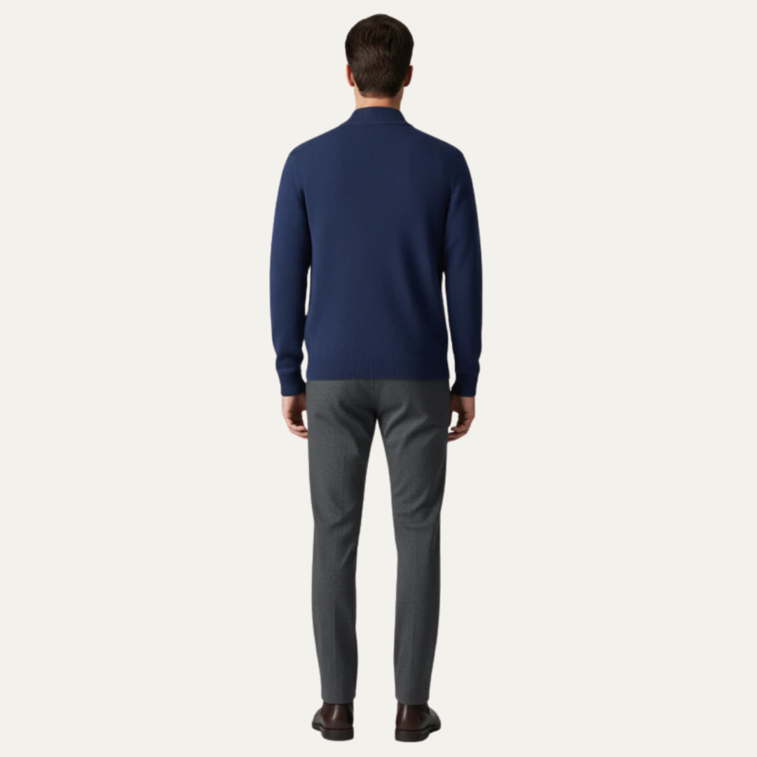 Men’s High Neck Full Zip Knit Bomber Cardigan