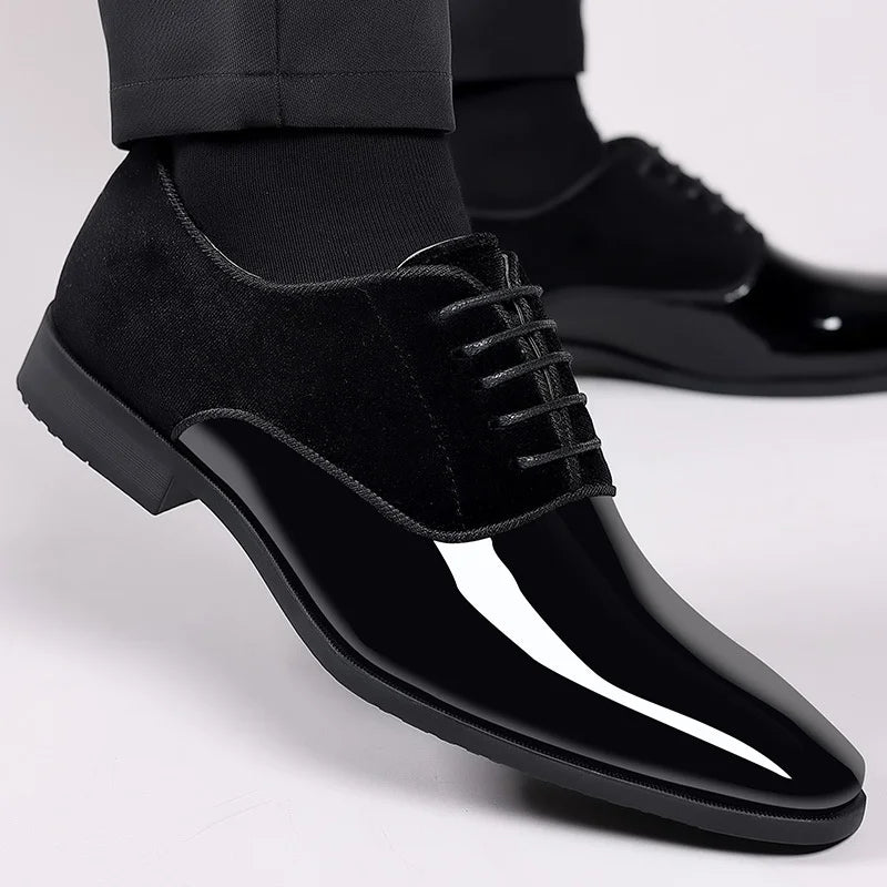 Men’s Velvet Patent Lace Up Dress Shoes