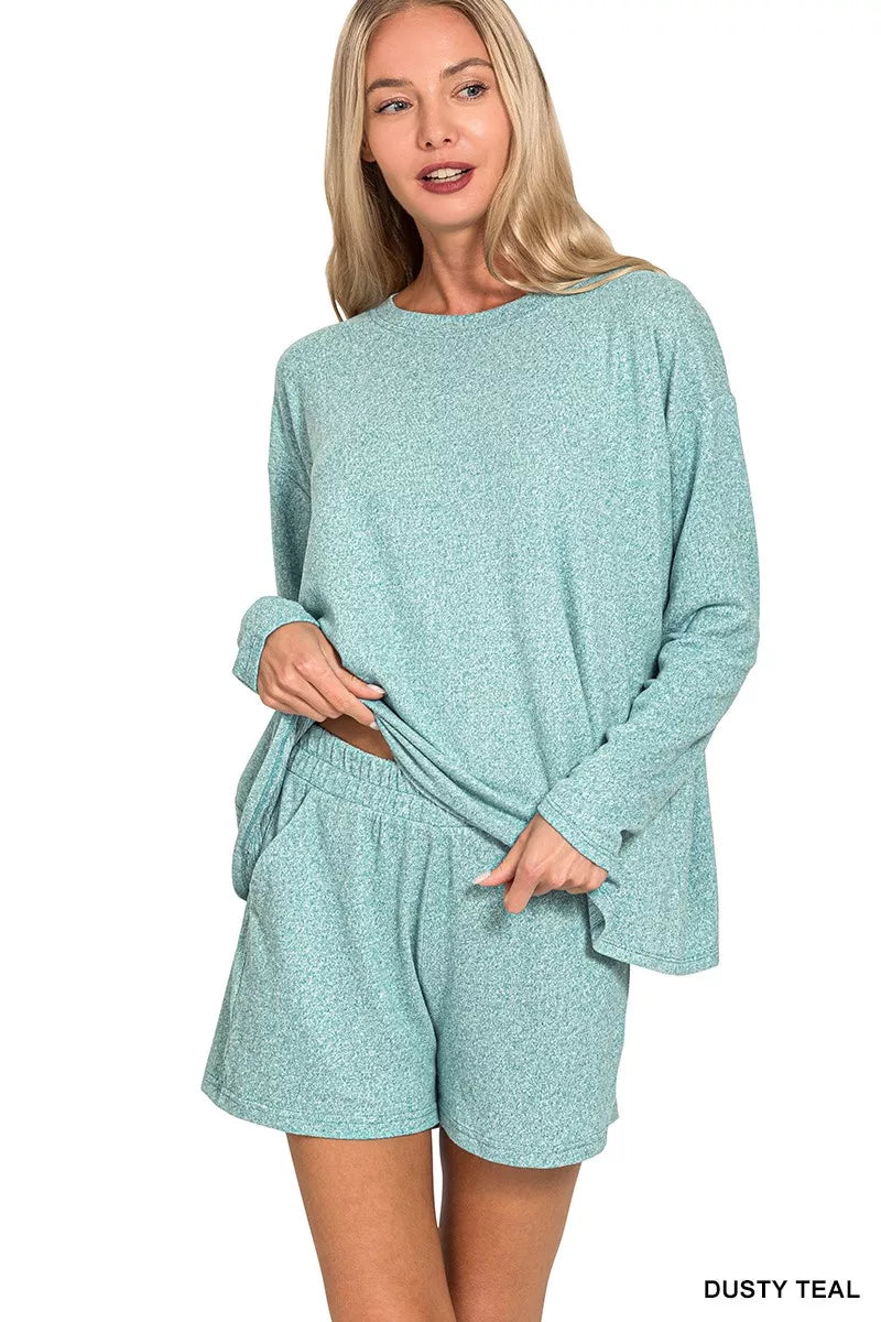 Cozy Pastel Lounge Top and Shorts Set - BritishElegance