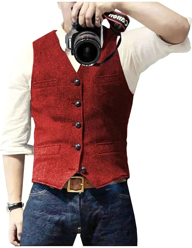 Men's Slim Fit Blazer with V-Neck Style