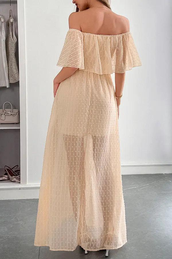 Fashion Bandeau Solid Color Maxi Dress