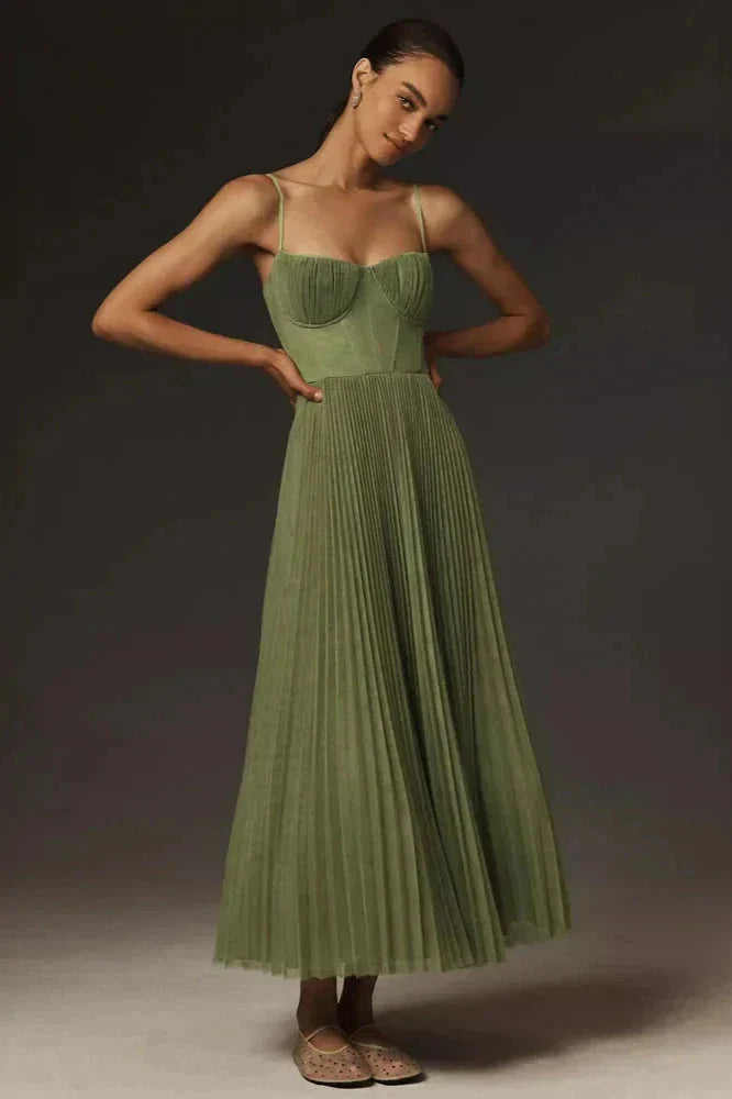 Winnie | Chic Ruffled Waist Midi Dress - BritishElegance