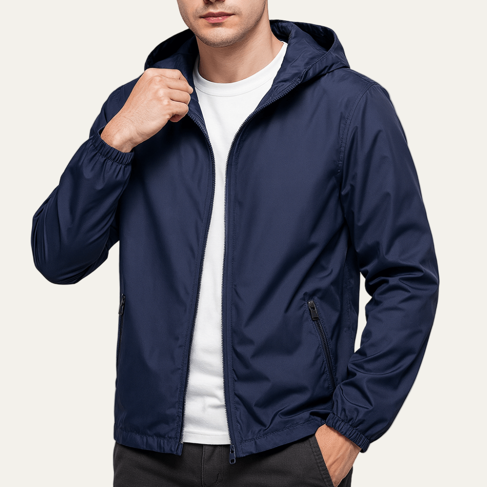 Men’s Lightweight Full Zip Hooded Windbreaker
