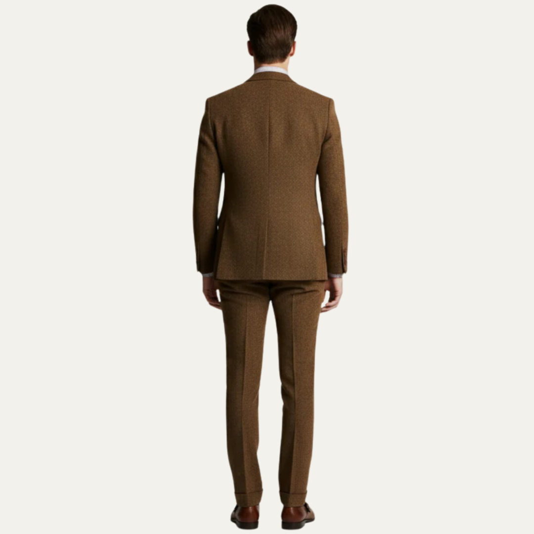Men’s Textured Tweed Three Piece Suit