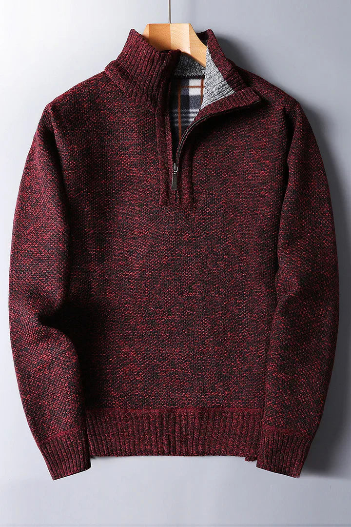 Men's zip-up knit sweater for comfort