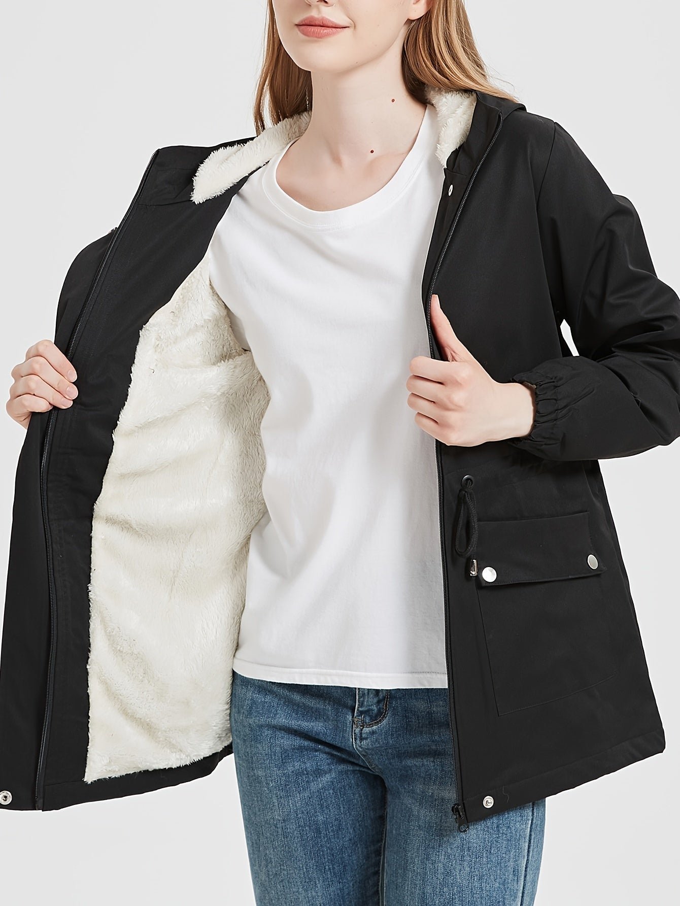 Warm Fleece Parka Jacket For Women - BritishElegance