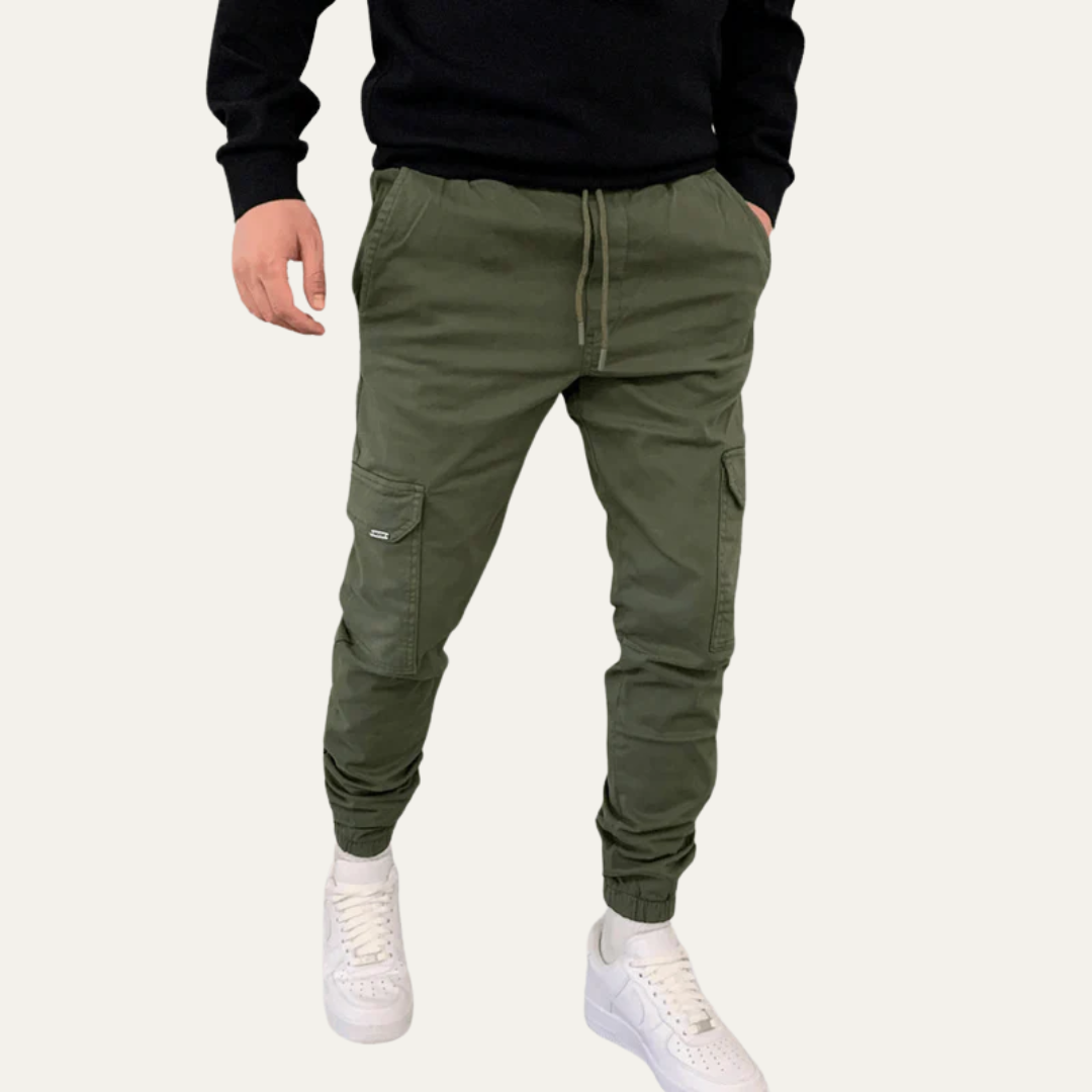 Men’s Tapered Cargo Jogger Pants with Flap Thigh Pockets