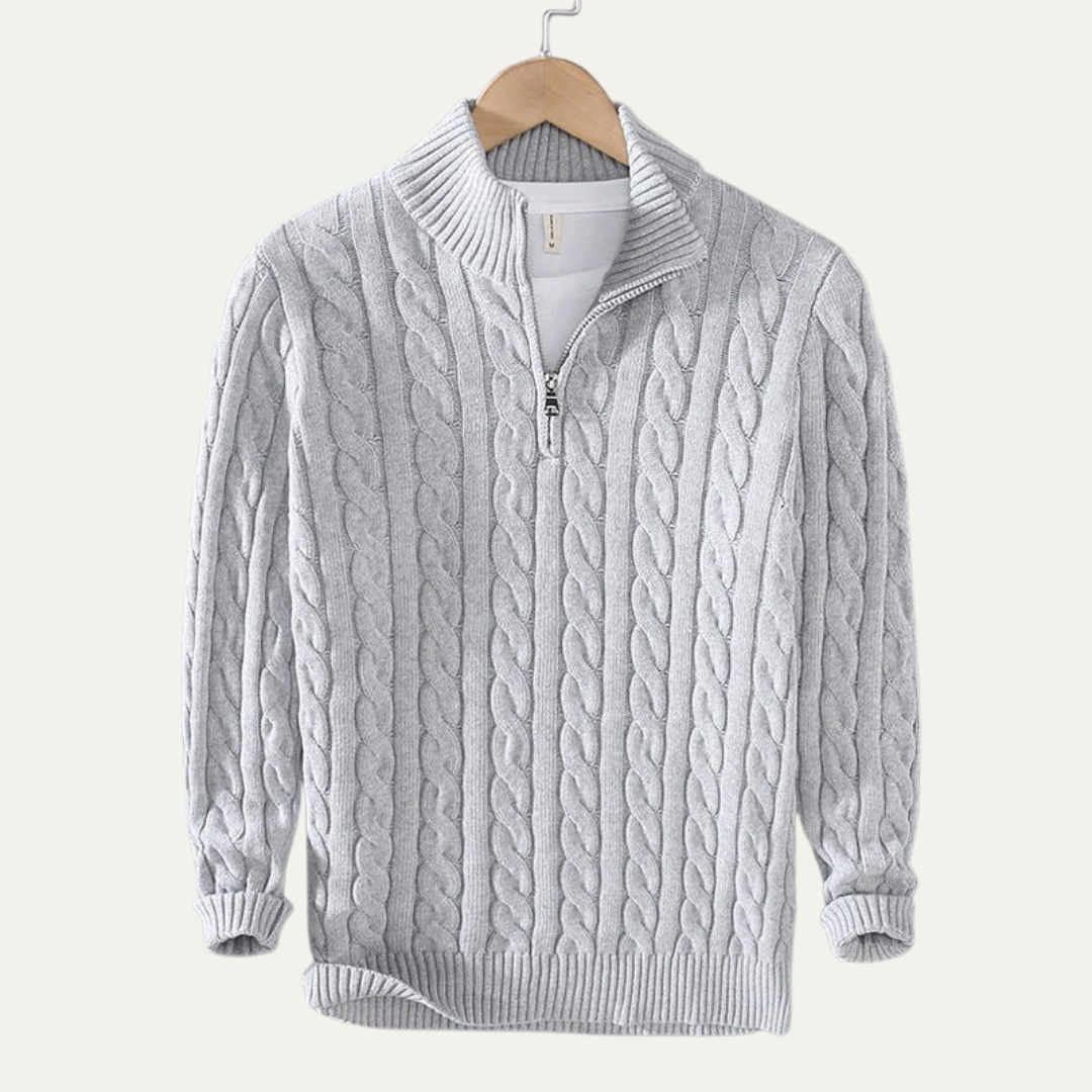 Men’s Heavy Cable Knit Design Sweater