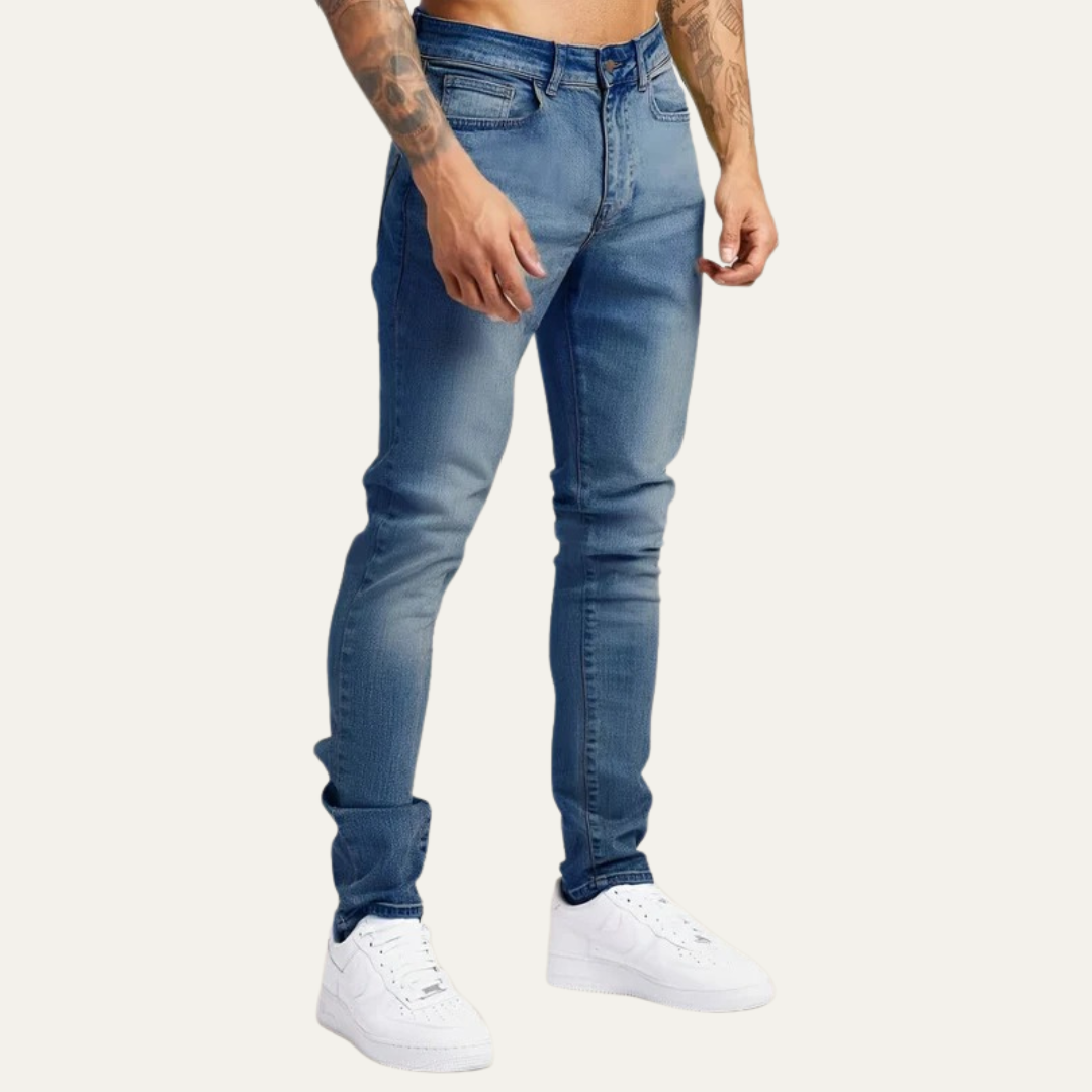 Men’s Distressed Skinny Low Rise Jeans