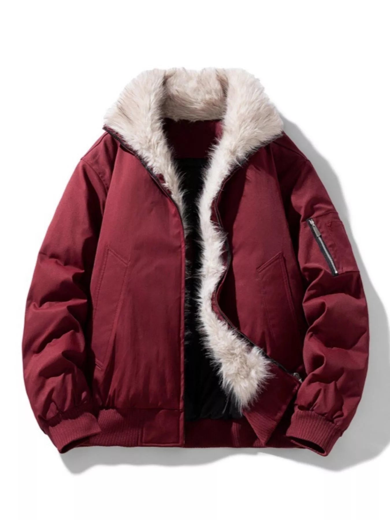 Large Size Men's Zip Up Bomber Coat