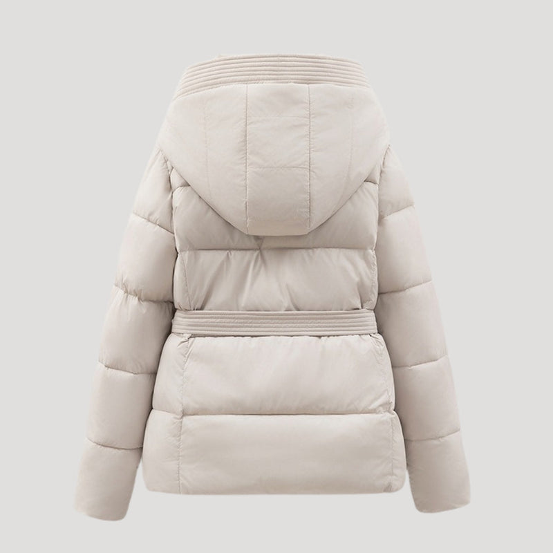 Women’s Belted Quilted Hooded Puffer Jacket