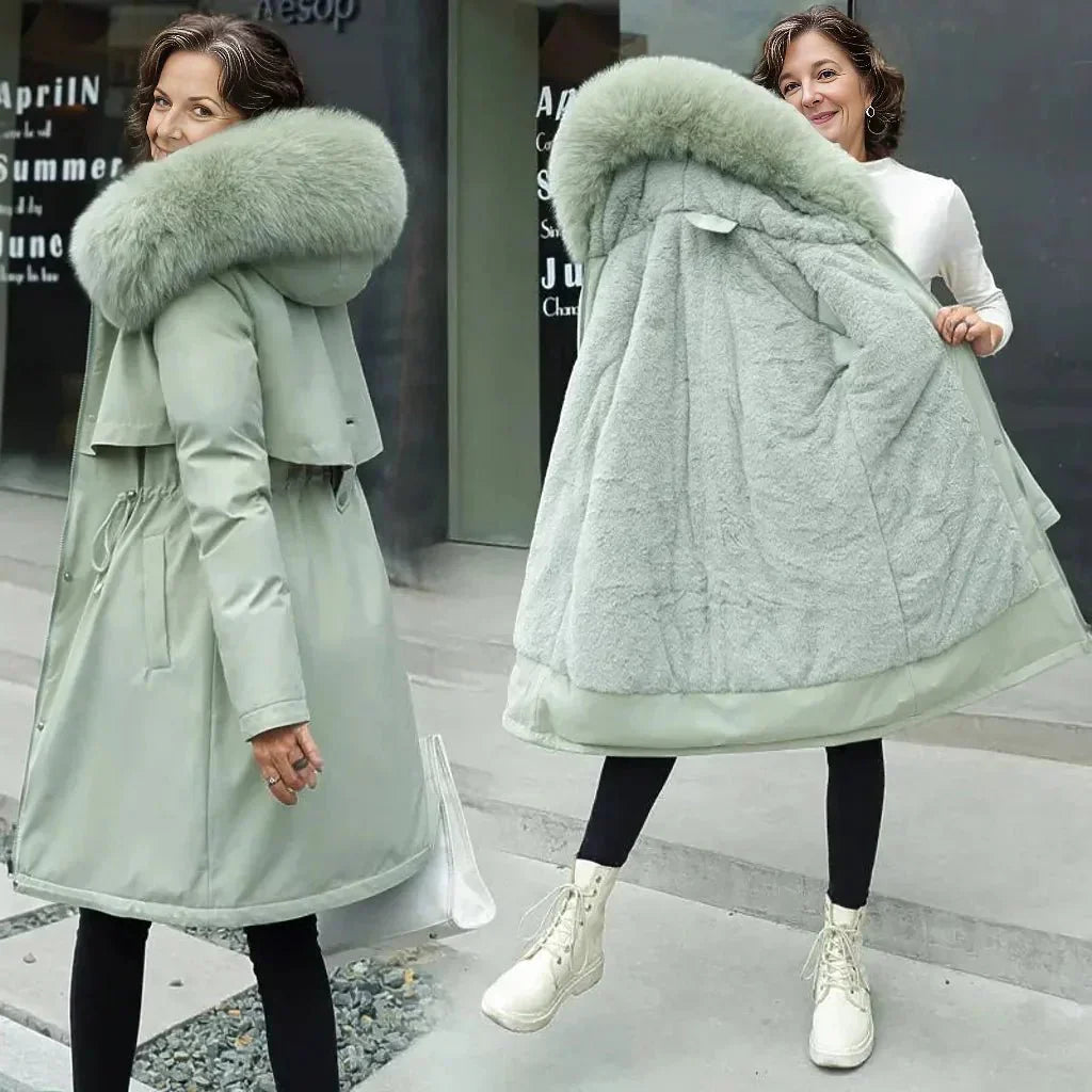 Alessia | Luxurious Long Winter Coat with Soft Fur Collar