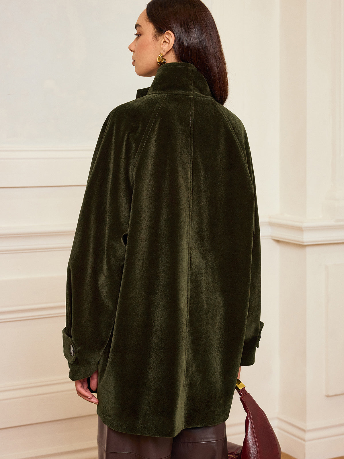 Alexandria | Women’s Elegant Long Velvet Pocketed Coat