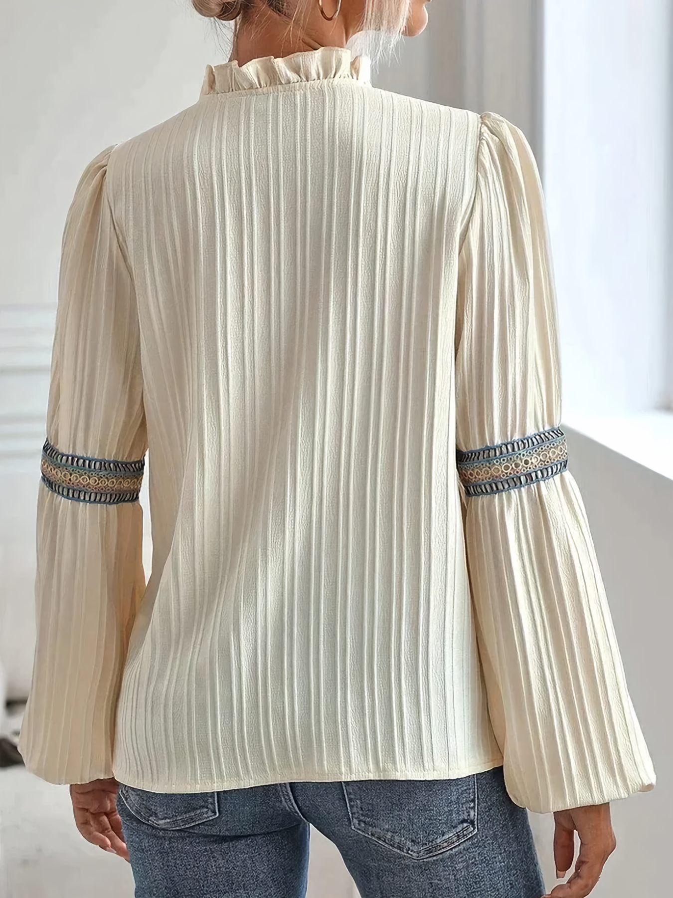 Annabella Blouse | Long Sleeve V-Neck Ruffle Blouse