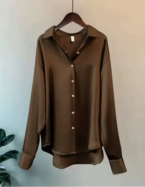 Green Classic Fit Blouse with Silky Finish