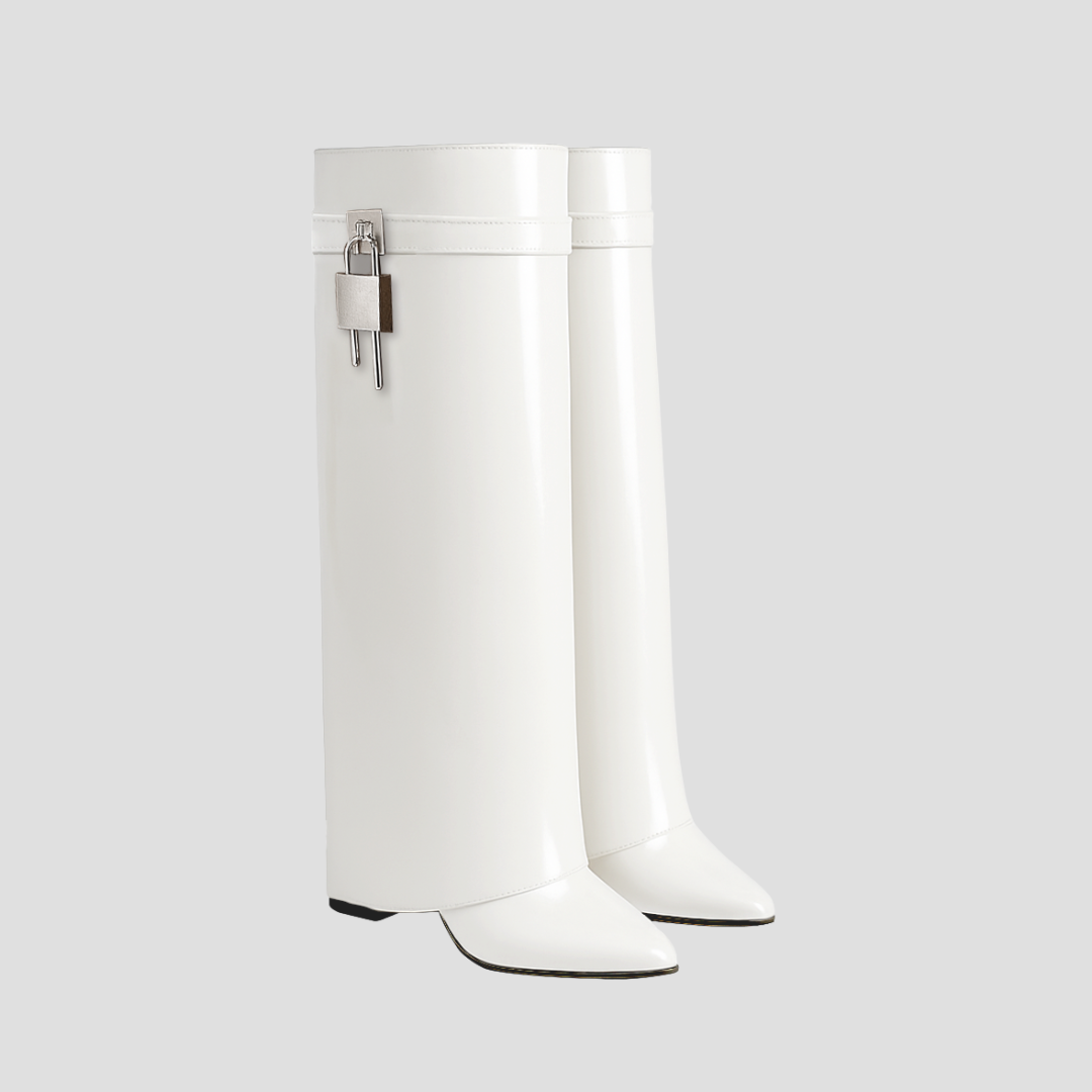 Women’s Fold-Over Leather Knee-High Boots