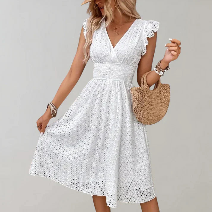Chic Dress with Ruffle Sleeves - BritishElegance