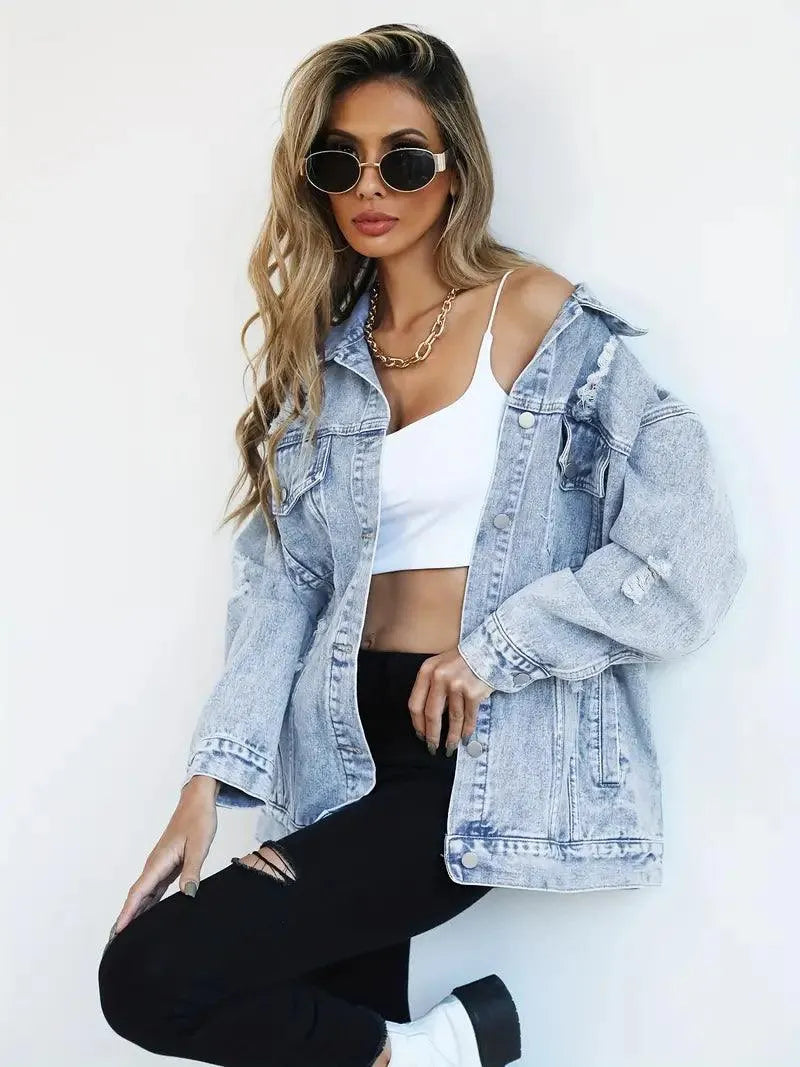 Camille | Oversized Denim Jacket with Warm Lining