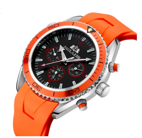 Waterproof Quartz Men's Watch With Black Rubber Band