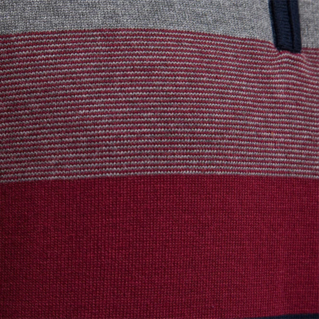 Men’s Striped Quarter-Zip Knit Sweater