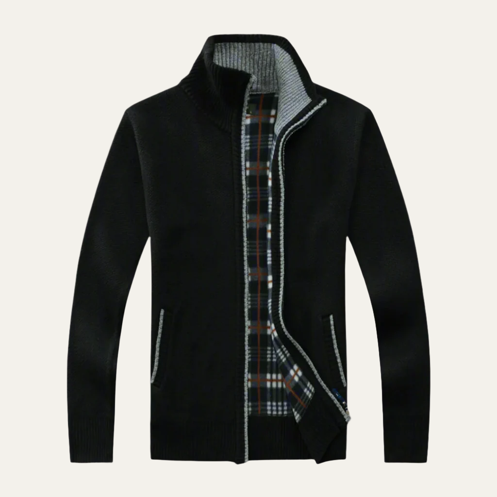Men’s Full Zip Stand-Up Collar Knit Cardigan