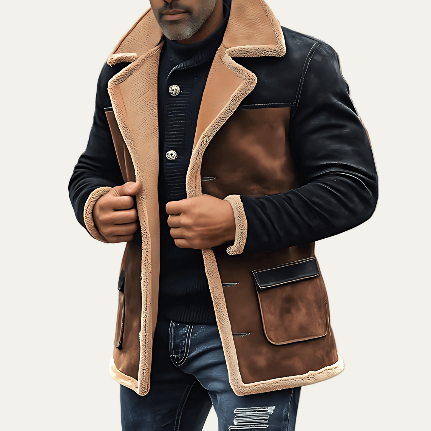 Men’s Shearling Trim Heavy Duty Car Coat