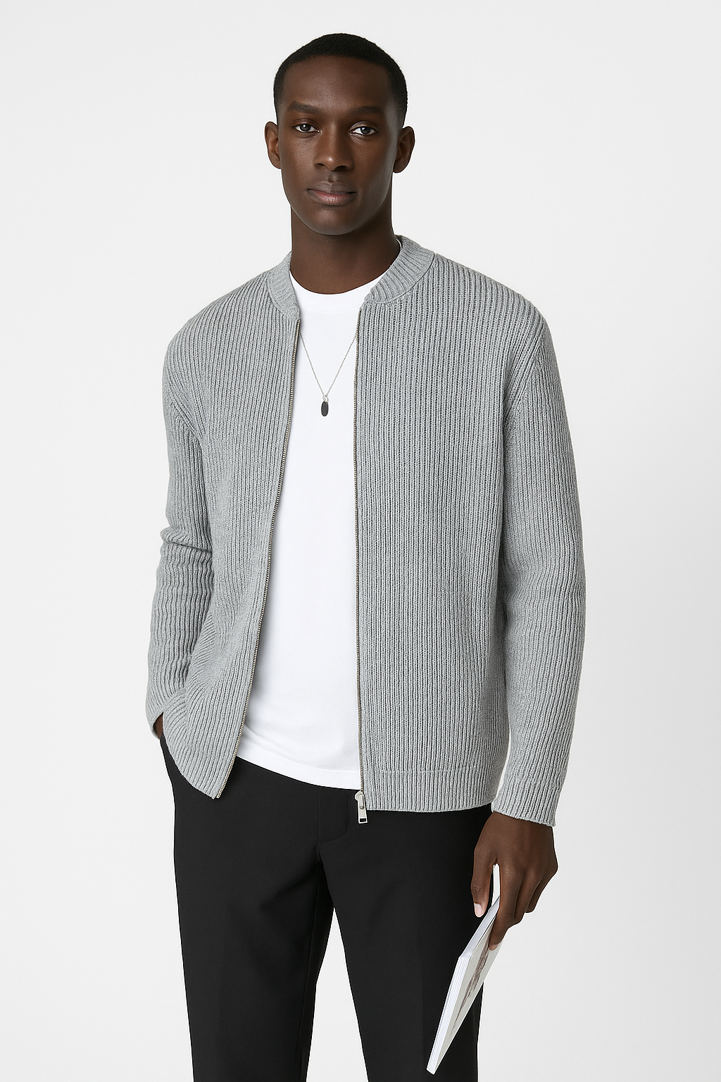 Classic Men's Crew Neck Ribbed Sweater
