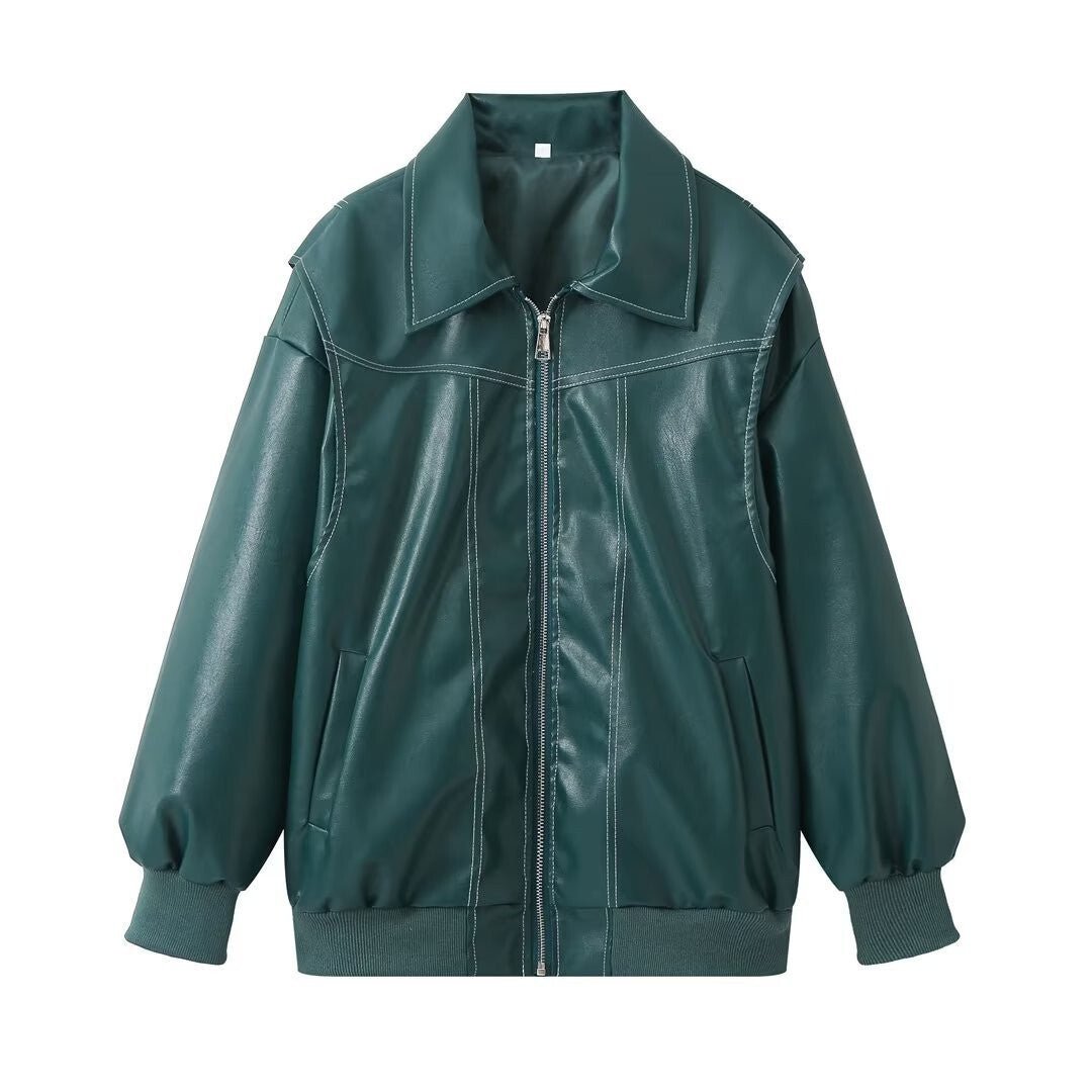 Clarisse | Women's Trendy Oversized Leather Jacket for Cold Weather