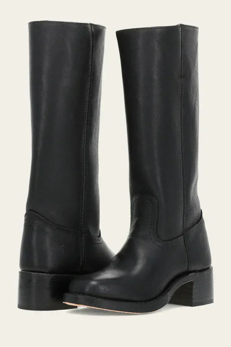 Classic Women's Knee High Black Boots with Block Heel – Durable and Timeless Design