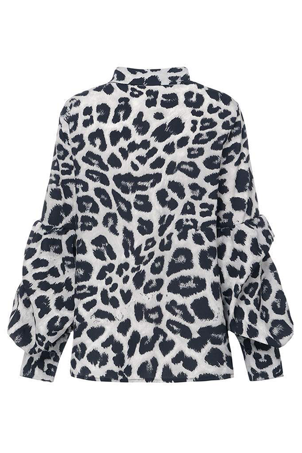 Dailyn Blouse | Leopard Print Long Sleeve Chiffon Blouse