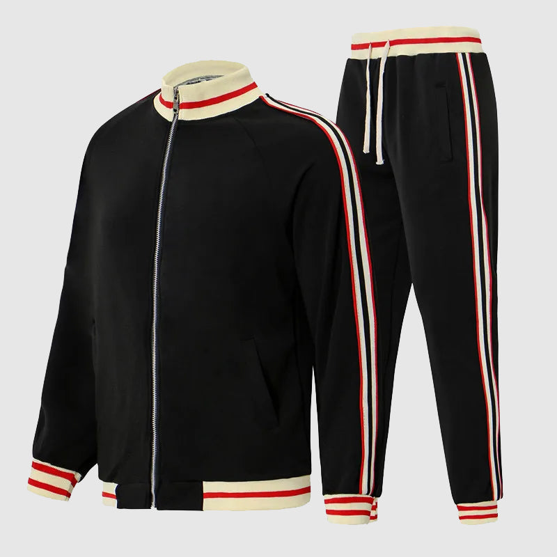 Athletic 2 Piece Mens Tracksuit with Zip Up Jacket