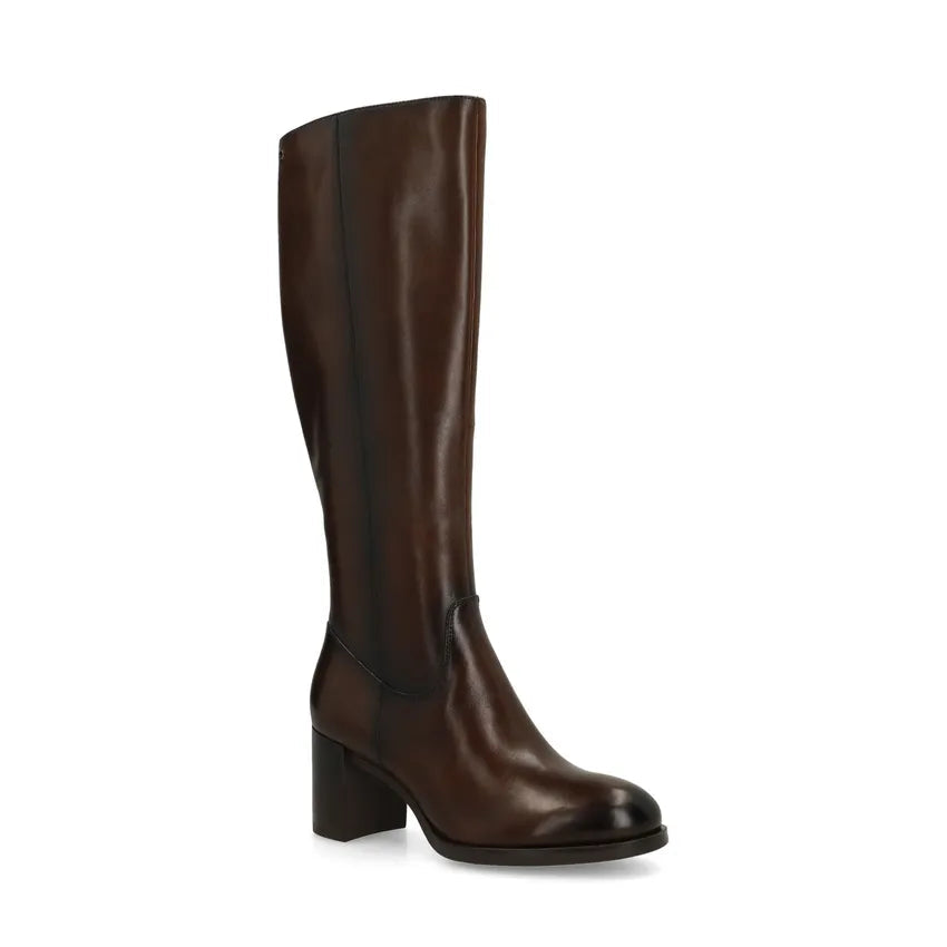 Dark Brown Knee High Boots for Women with Comfortable Block Heel – Stylish Autumn Footwear