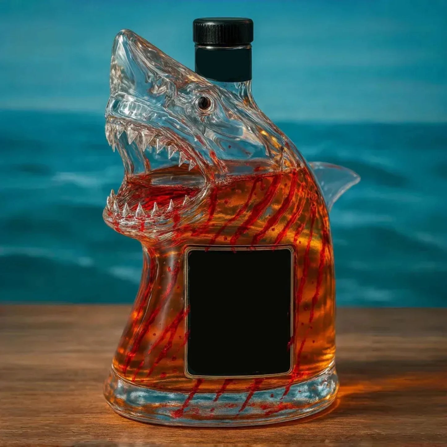 Colorful Shark Figurine Glass Bottle Decorative Centerpiece