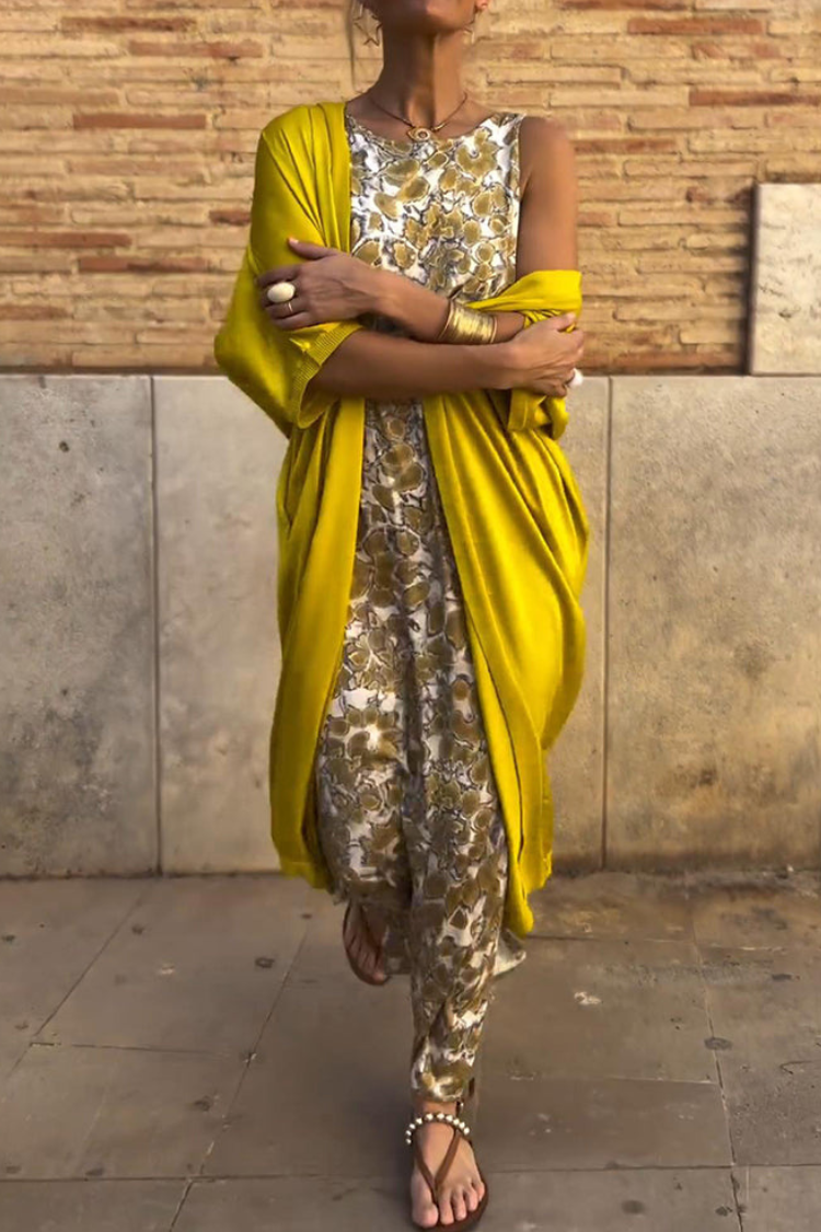 Chic Long Dress with Coordinating Cardigan - BritishElegance