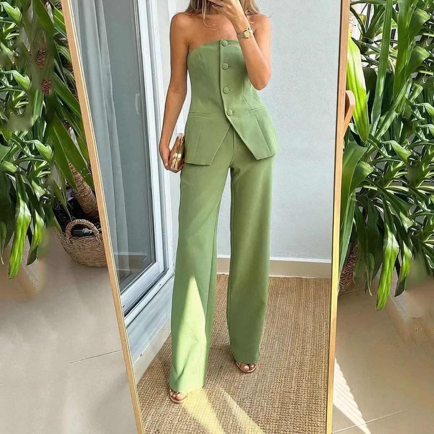 Women's Chic Breathable Jumpsuit Set with Slimming Fit