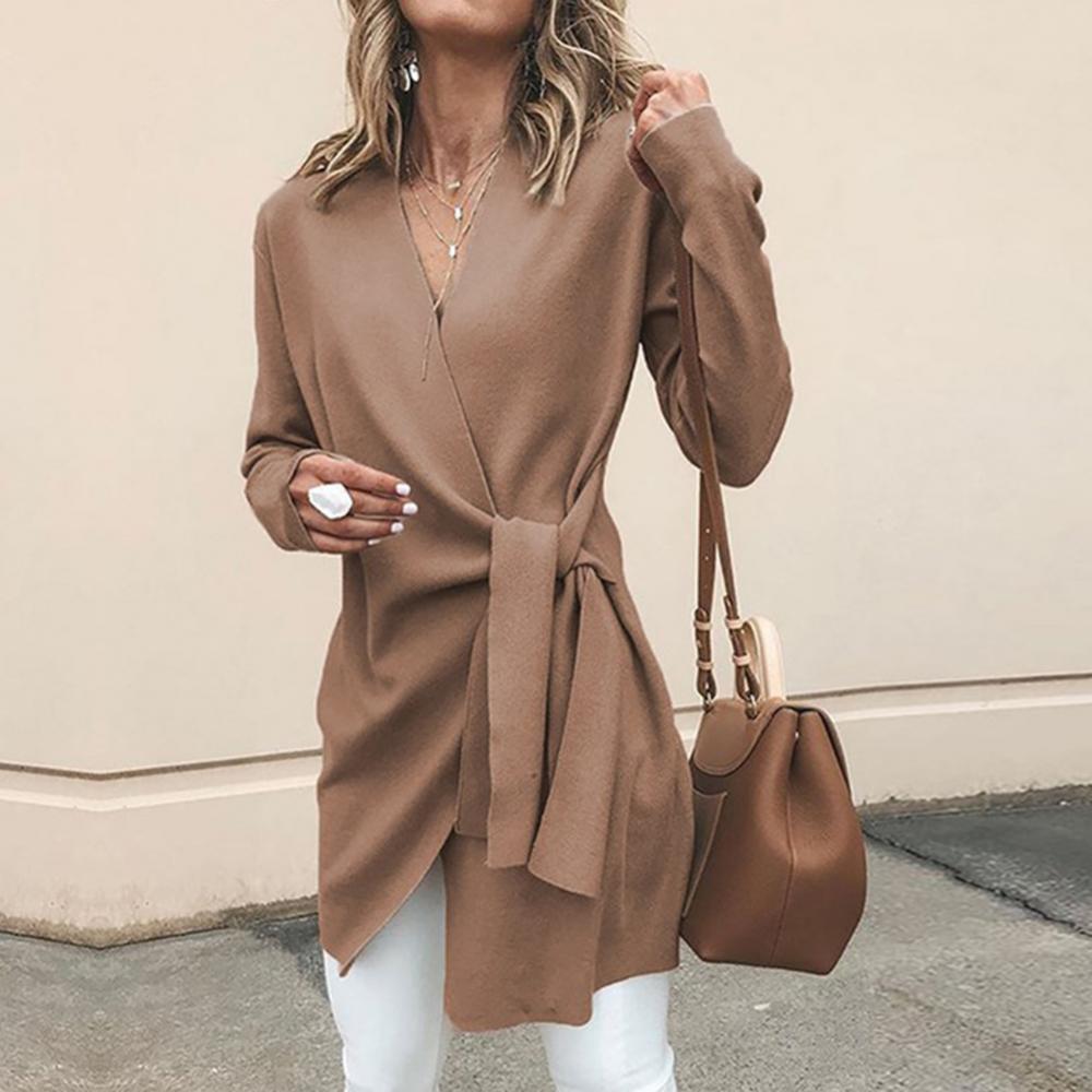 Women's Cozy Knit Tie Belt Sweater