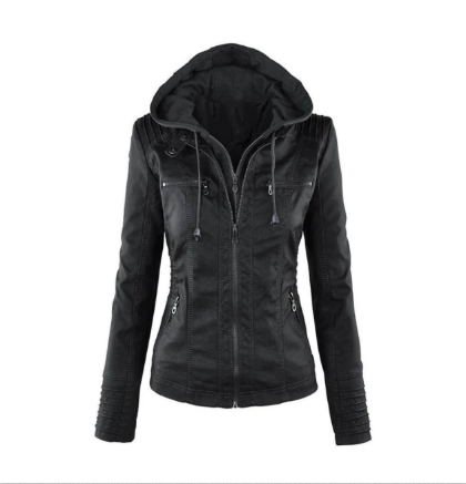 Chic Fake Leather Biker Jacket - BritishElegance