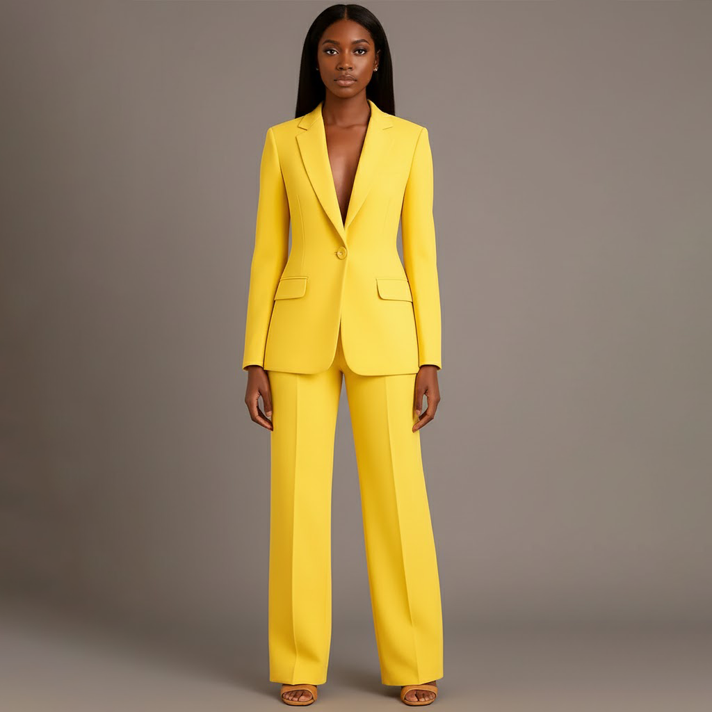 Elegant Classic Ladies Suit with Fitted Long Jacket