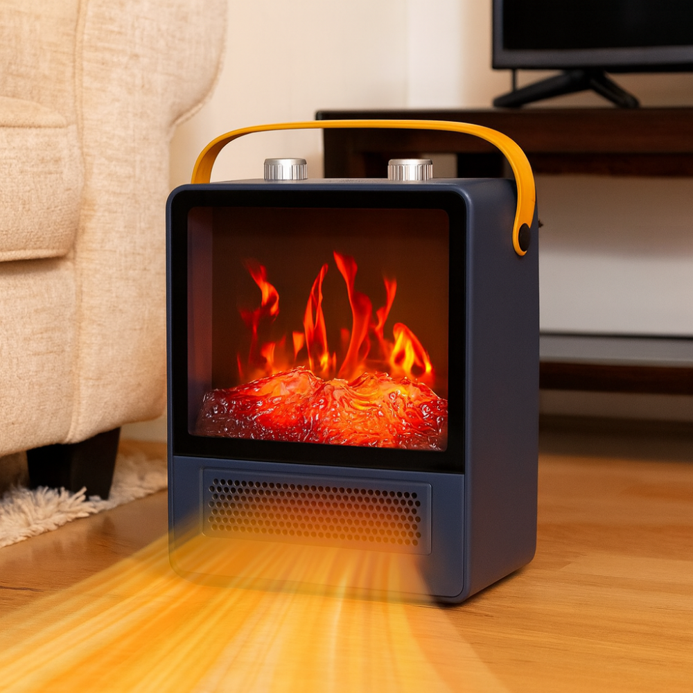 EmberGlow | Cozy 3D Flame Electric Fireplace Heater for Medium Rooms