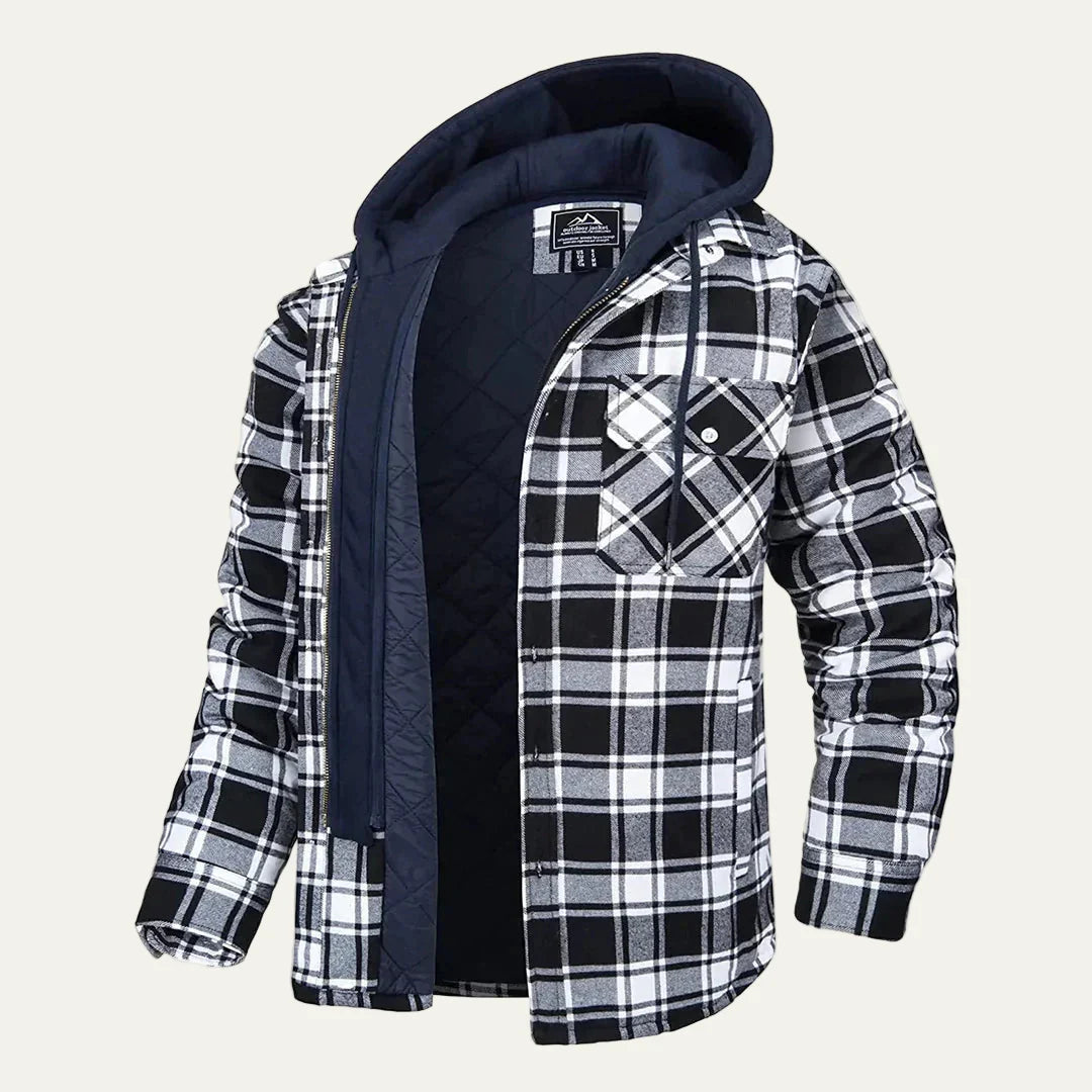 Men’s Plaid Flannel Hooded Shirt Jacket