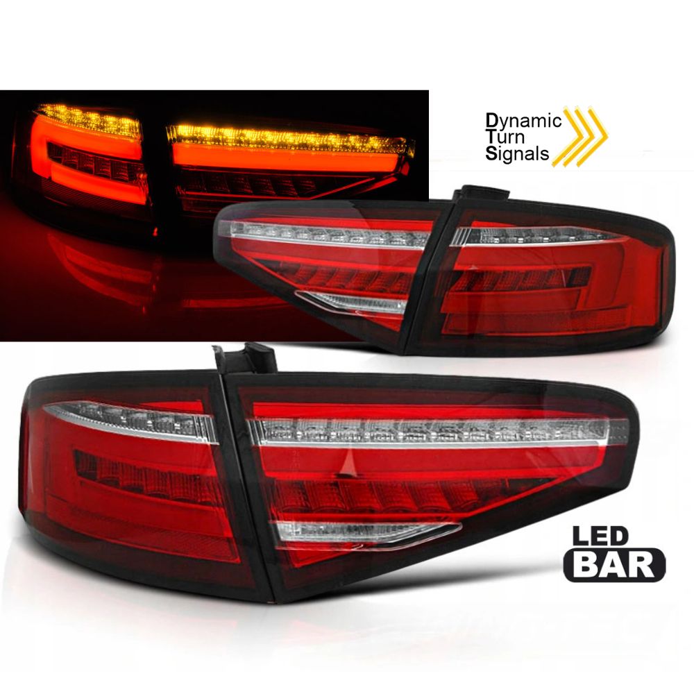 Bright Red Rear Lights for Audi A4 B8 2012-2015 - BritishElegance