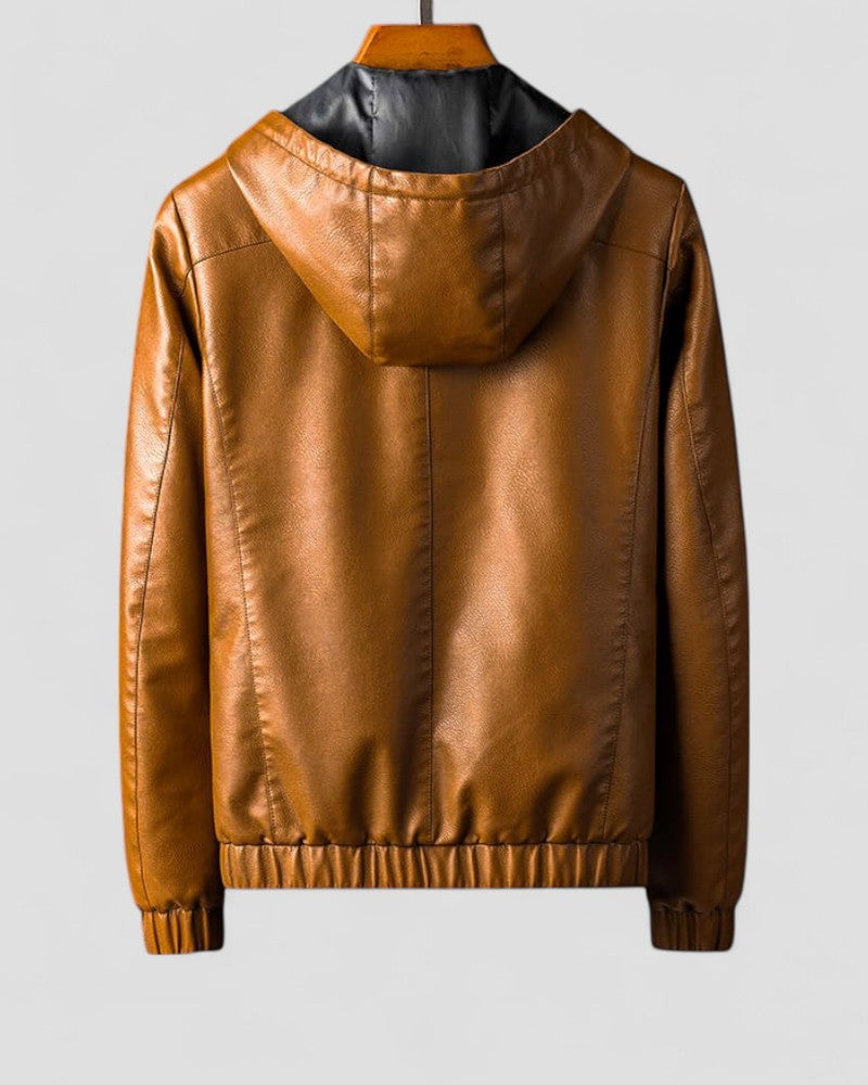 Men’s Casual Faux Leather Hoodie
